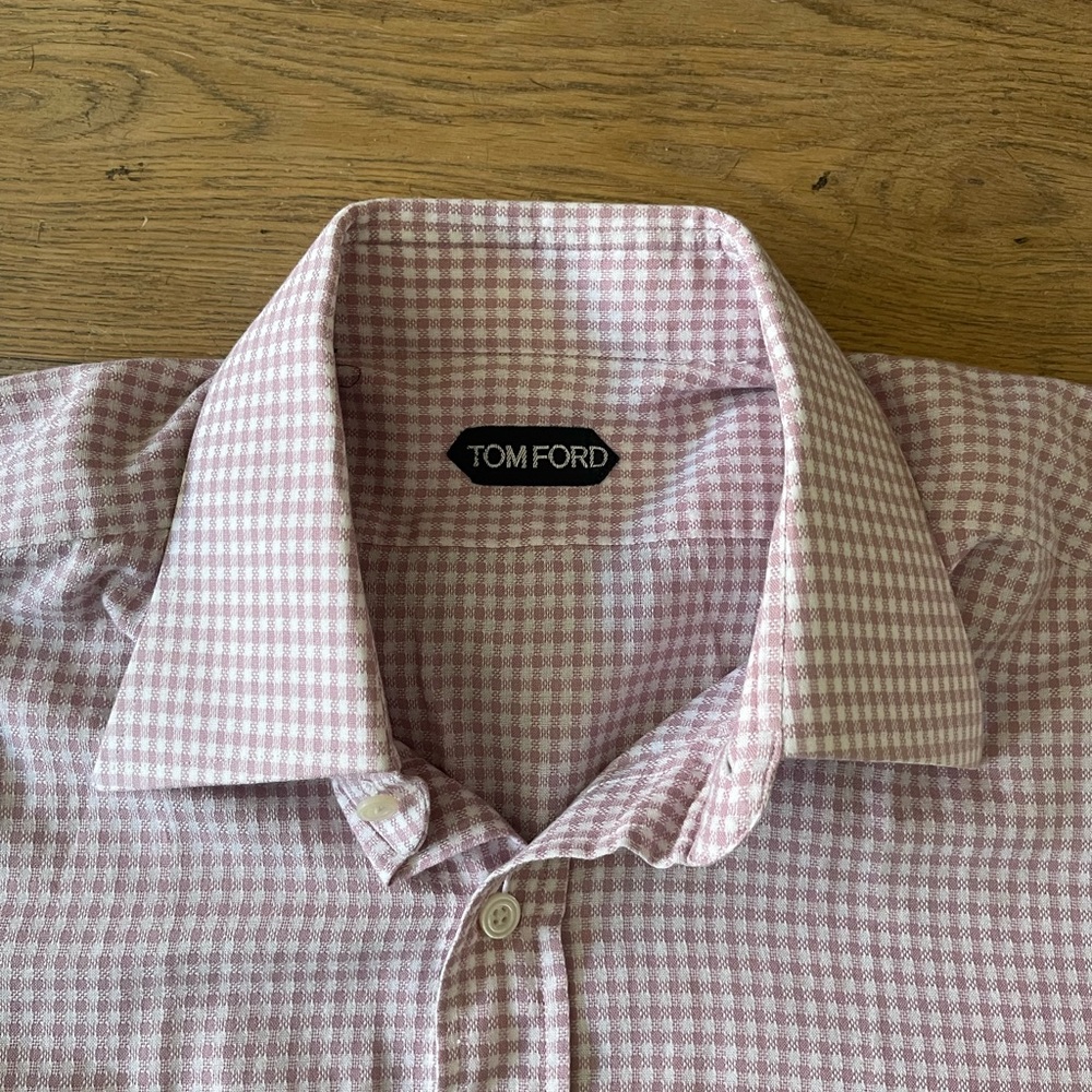 Tom Ford Pink Check Shirt. Size 16/41 - Slim Fit